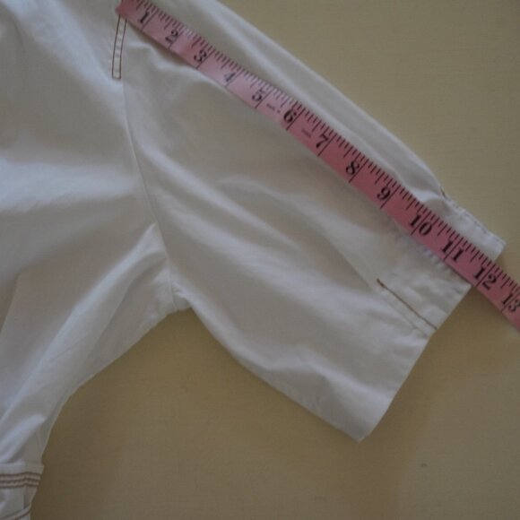 SOLD - Veronica Beard, A-Line, Short Sleeve, V-Neck, Belted, White Dress - Picture 6 of 14